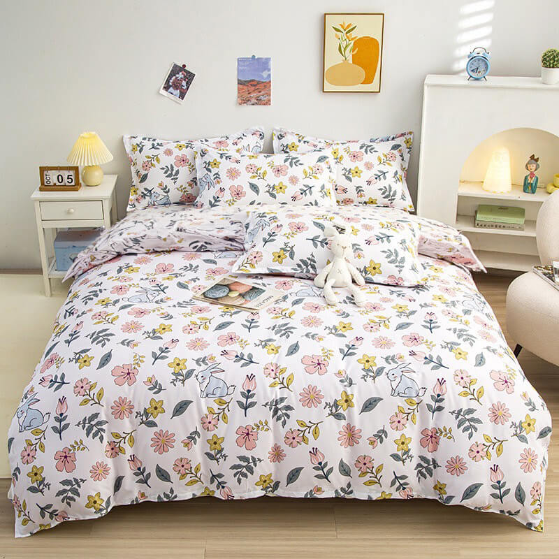 ชุดผ้าปูที่นอน 5ฟุต 5 ชิ้น Fluffy ผ้า cotton คอลเลคชั่น Dreamy ลาย Rabbit Tale ไม่รวมผ้านวม 